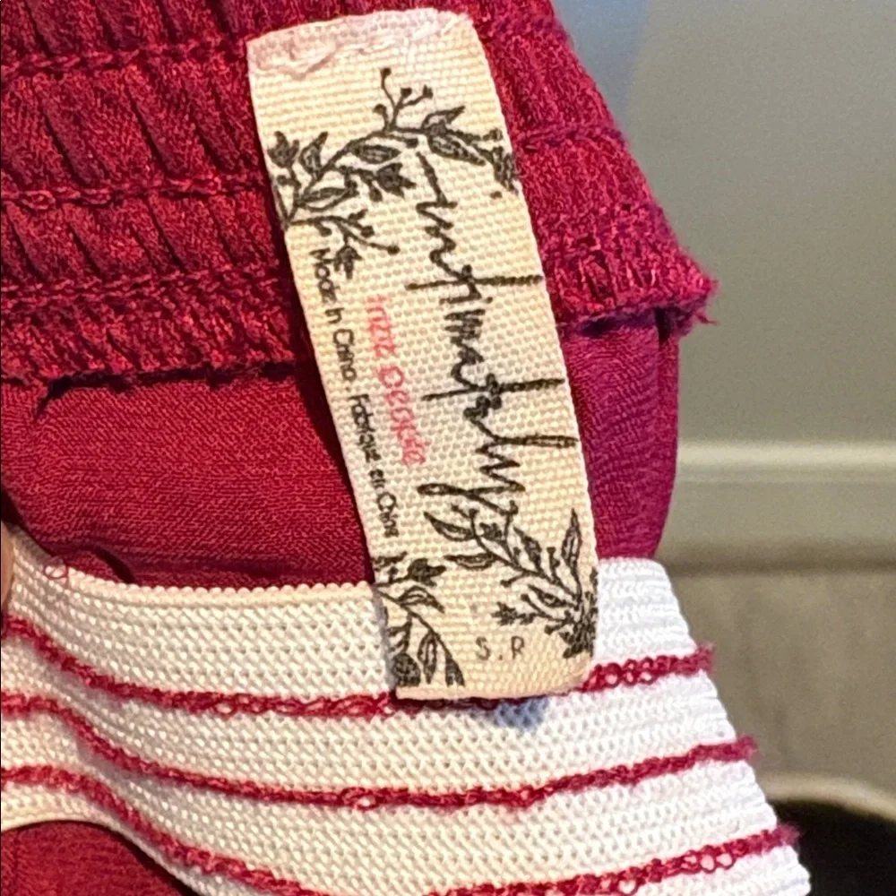 Free People Red Strapless Top With Call Outs Size S - Picture 7 of 8